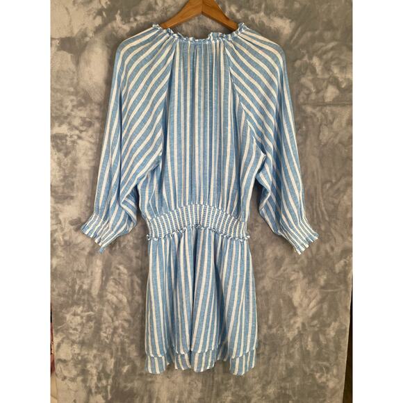 Rails Crystal Dress Lake Stripe L Nautical Casual Beachy Gauze Linen Resort - Picture 10 of 14